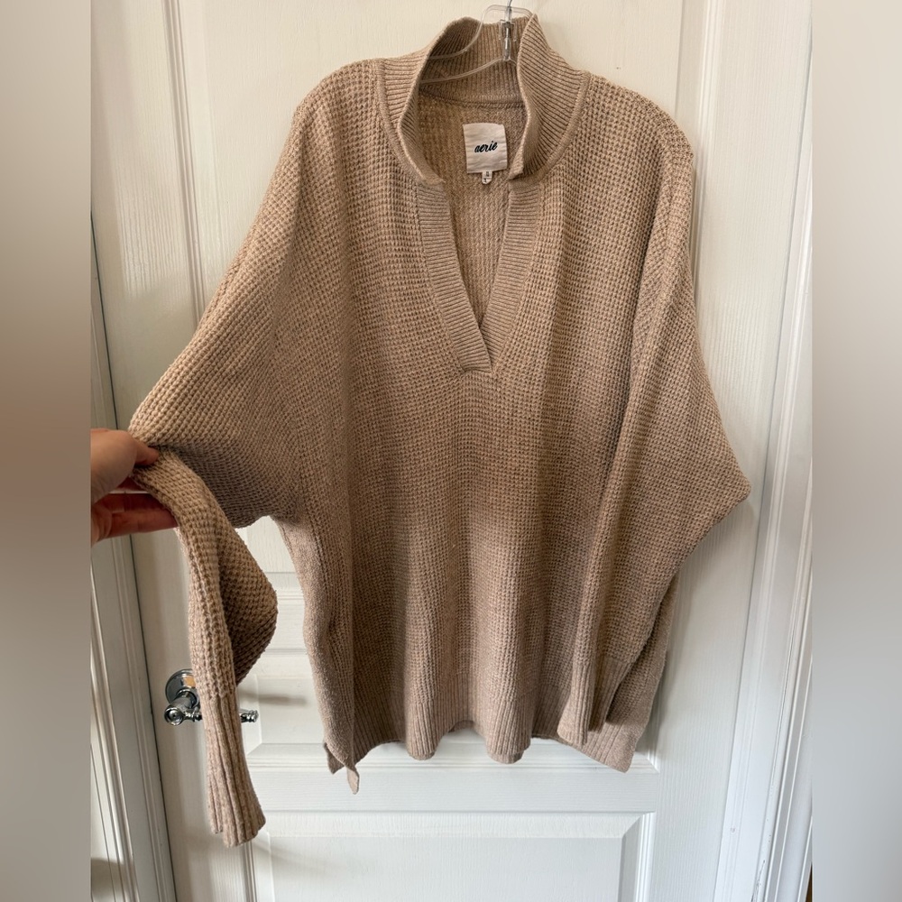 Aerie Women's Cowl Neck Sweater in Tan - Picture 2 of 4